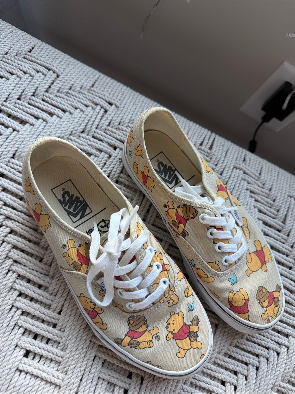 Vans Kids Beige Winnie the Pooh Canvas Sneakers with Yellow & Red Accents